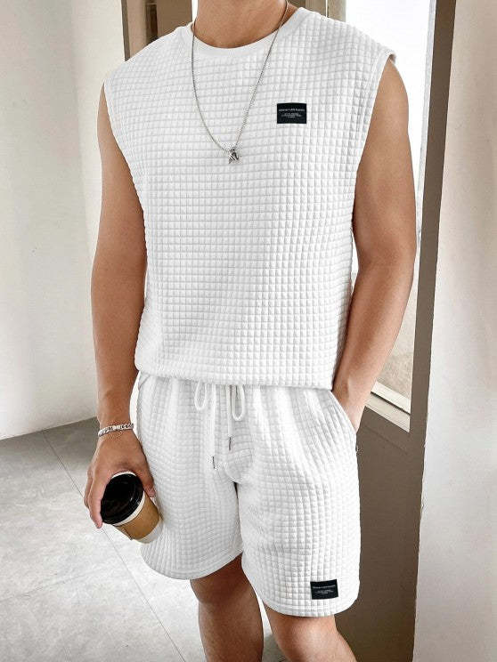 Textured Tank Top And Shorts Sports Set - Grafton Collection