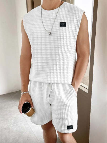 Textured Tank Top And Shorts Sports Set - Grafton Collection