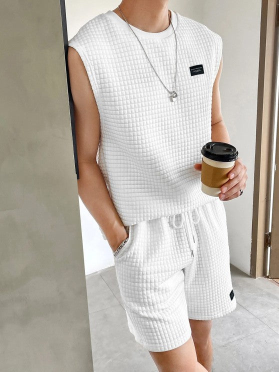 Textured Tank Top And Shorts Sports Set - Grafton Collection