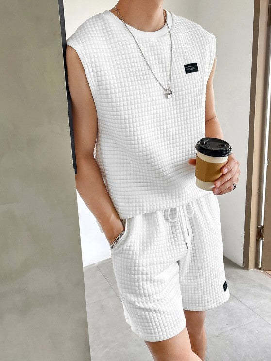 Textured Tank Top And Shorts Sports Set - Grafton Collection