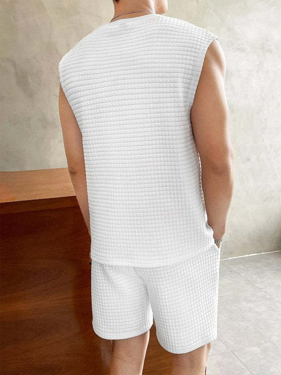 Textured Tank Top And Shorts Sports Set - Grafton Collection