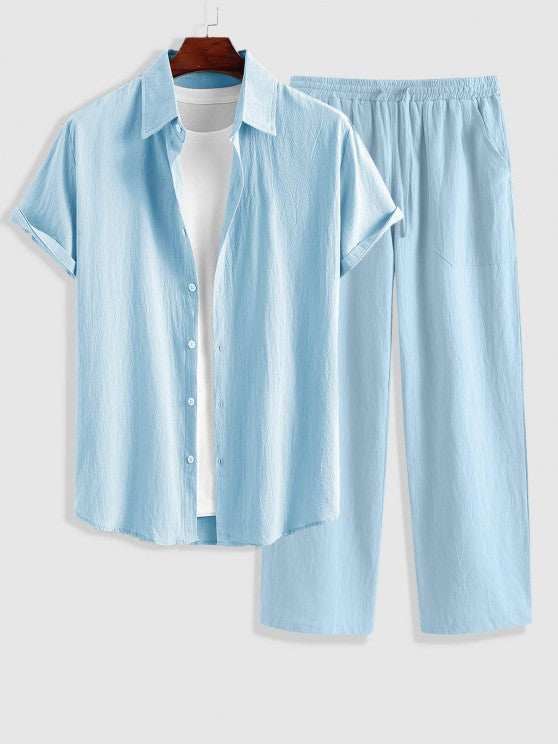 Casual Short Sleeves Shirt And Pant - Grafton Collection