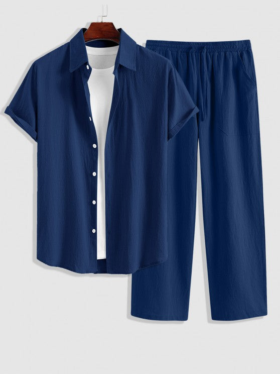 Casual Short Sleeves Shirt And Pant - Grafton Collection