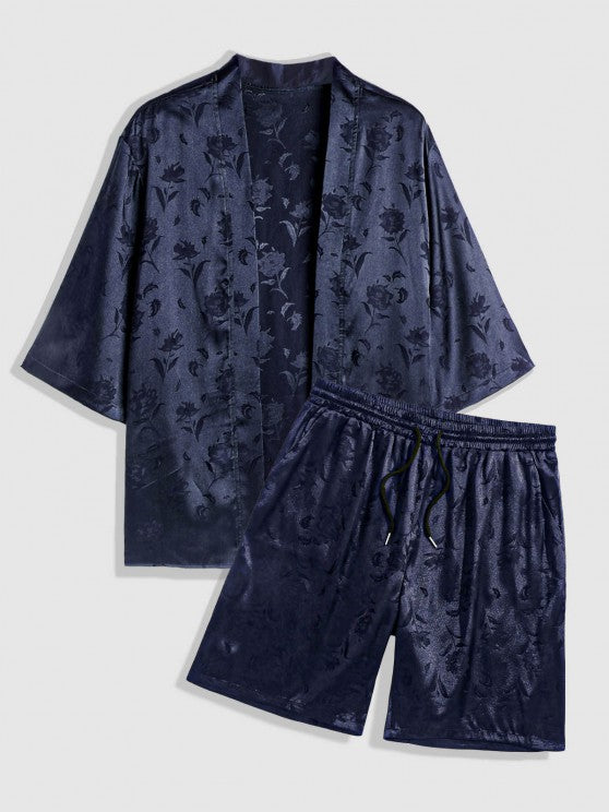 Front Kimono Shirt And Casual Shorts - Grafton Collection