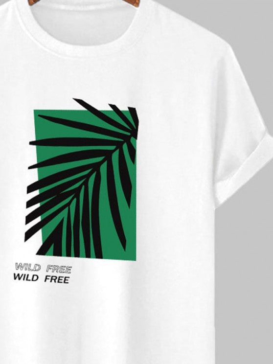 Graphic Leaf Printed T Shirt And Shorts - Grafton Collection