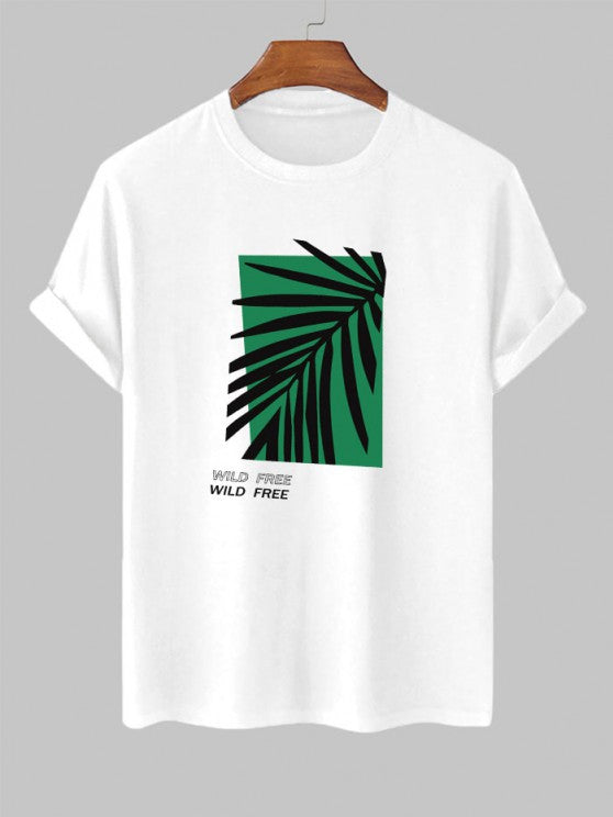 Graphic Leaf Printed T Shirt And Shorts - Grafton Collection