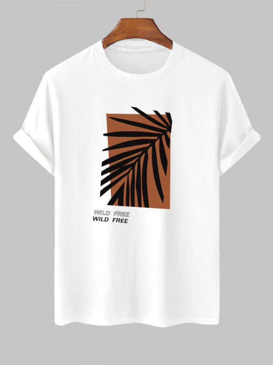 Graphic Leaf Printed T Shirt And Shorts - Grafton Collection