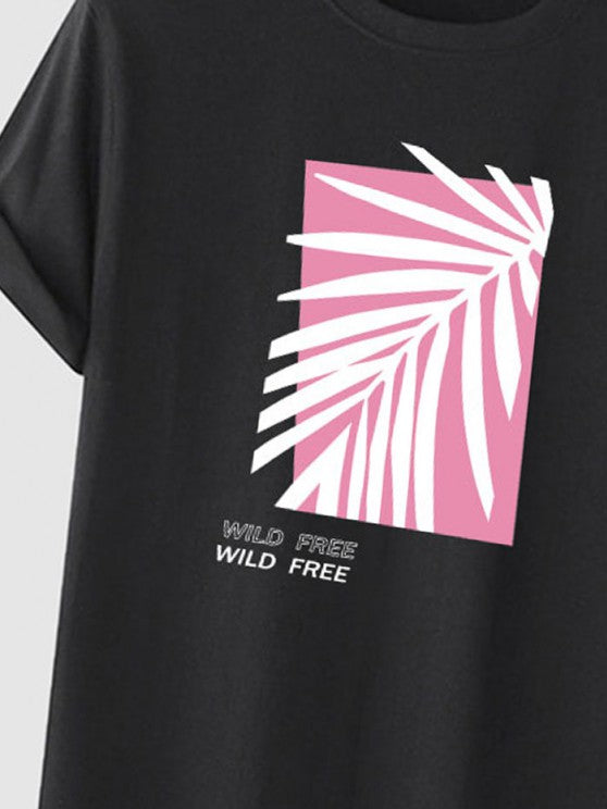 Graphic Leaf Printed T Shirt And Shorts - Grafton Collection