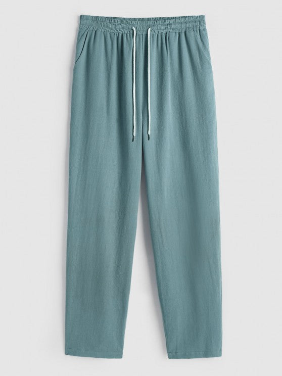 Linen Blend Shirt And Casual Pants Set - Grafton Collection