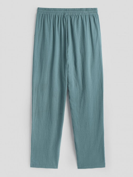 Linen Blend Shirt And Casual Pants Set - Grafton Collection