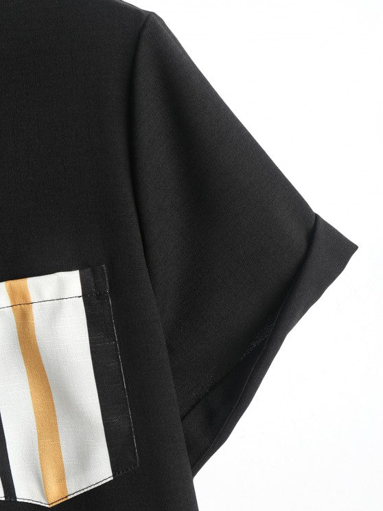 Casual Vertical Striped Shirt And Shorts - Grafton Collection