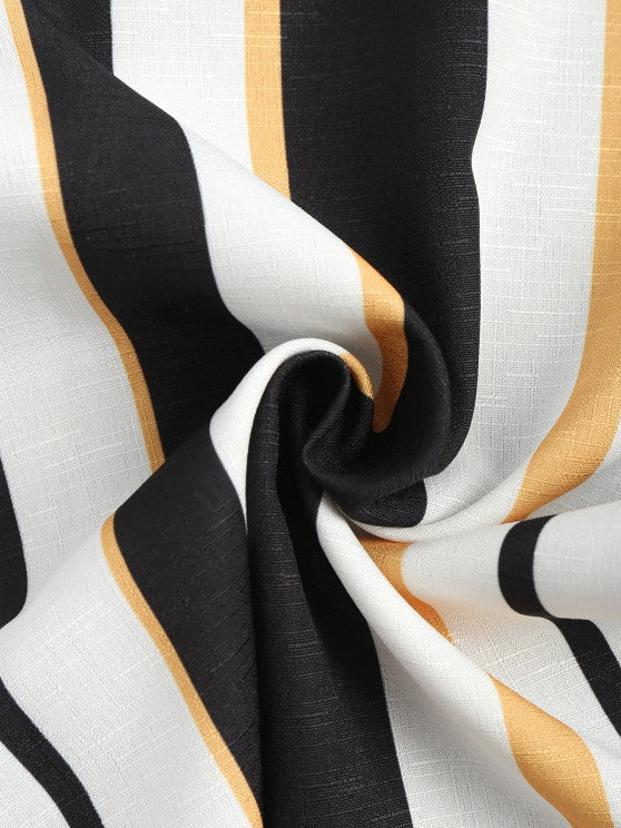 Casual Vertical Striped Shirt And Shorts - Grafton Collection