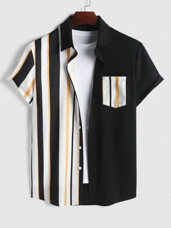 Casual Vertical Striped Shirt And Shorts - Grafton Collection