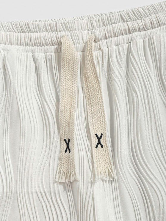 Textured Fluffy Letter T Shirt And Shorts - Grafton Collection