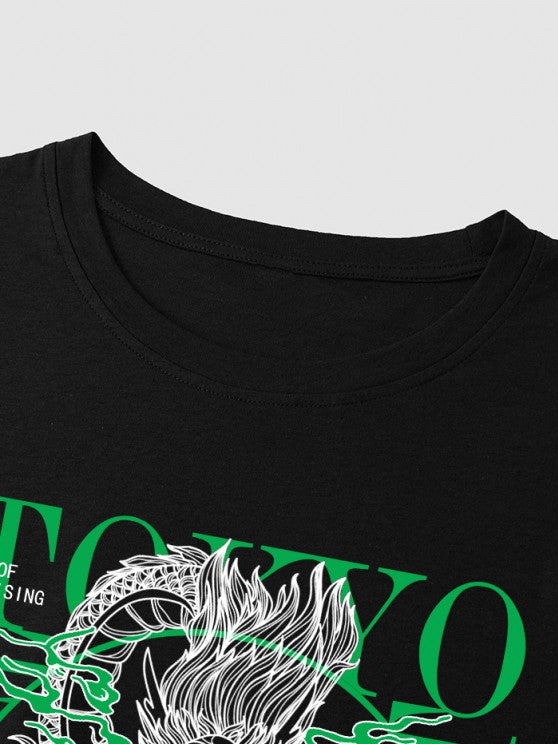 Dragon Graphic T Shirt And Bermuda Shorts Set - Grafton Collection