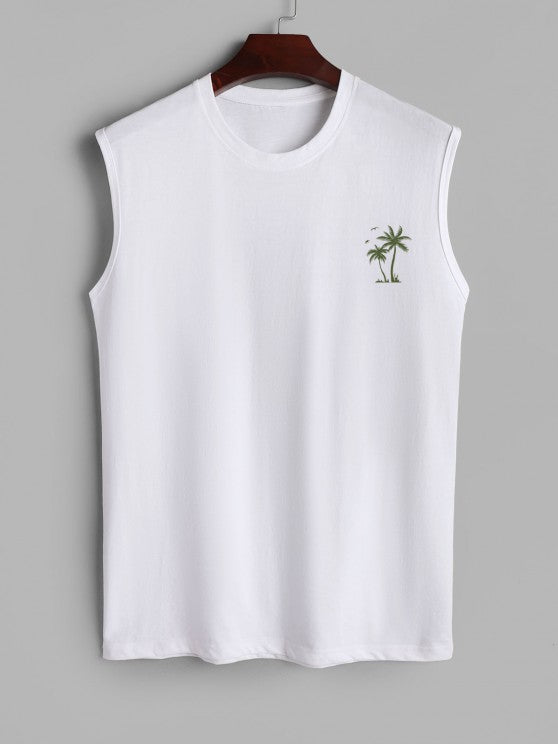 Palm Tree Printed Tank Top And Shorts - Grafton Collection