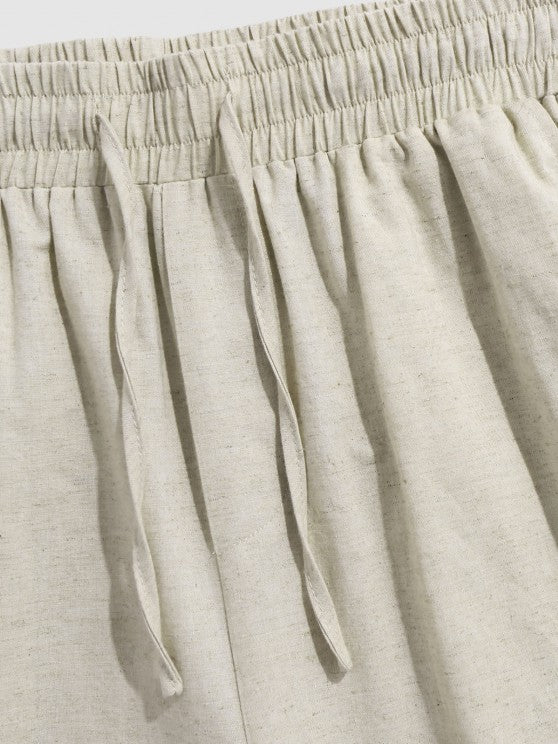 Plain Button Fly Shirt And Drawstring Shorts - Grafton Collection