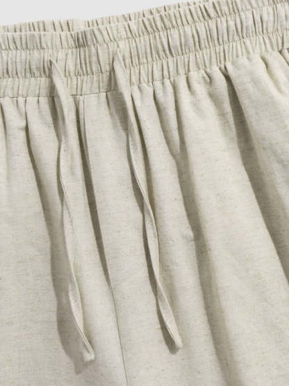 Plain Button Fly Shirt And Drawstring Shorts - Grafton Collection