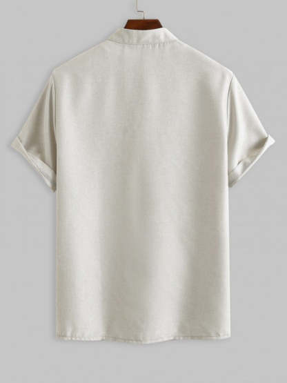 Plain Button Fly Shirt And Drawstring Shorts - Grafton Collection