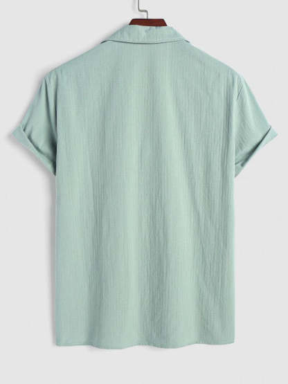 Textured Front Pocket Shirt With Bermuda Shorts Set - Grafton Collection
