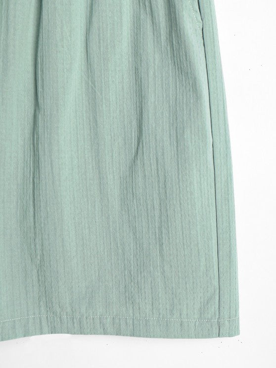 Textured Front Pocket Shirt With Bermuda Shorts Set - Grafton Collection