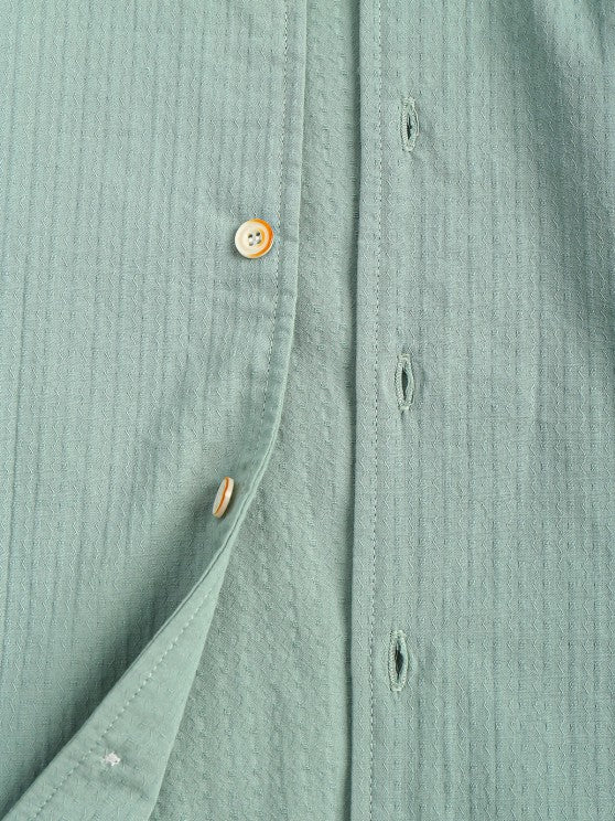 Textured Front Pocket Shirt With Bermuda Shorts Set - Grafton Collection