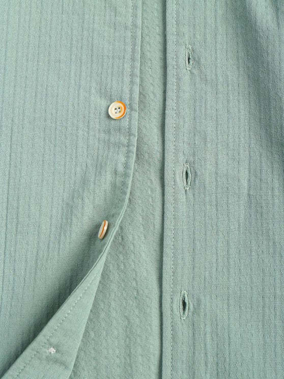 Textured Front Pocket Shirt With Bermuda Shorts Set - Grafton Collection