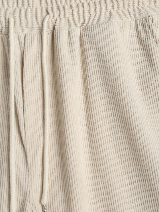 Solid Color Plain Shirt And Corduroy Shorts Set - Grafton Collection