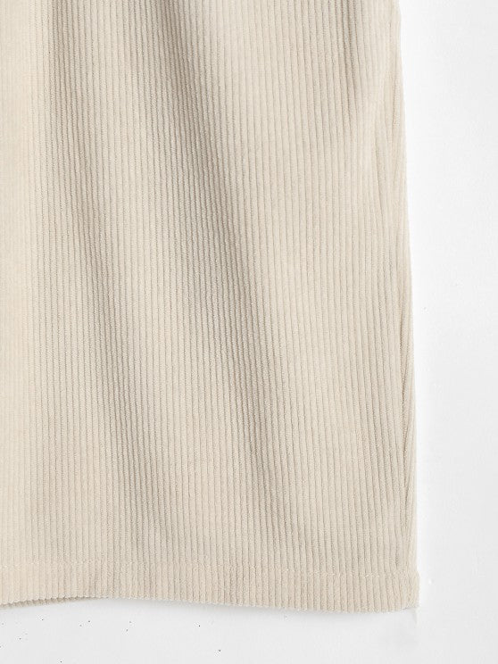 Solid Color Plain Shirt And Corduroy Shorts Set - Grafton Collection