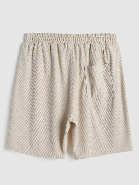 Solid Color Plain Shirt And Corduroy Shorts Set - Grafton Collection