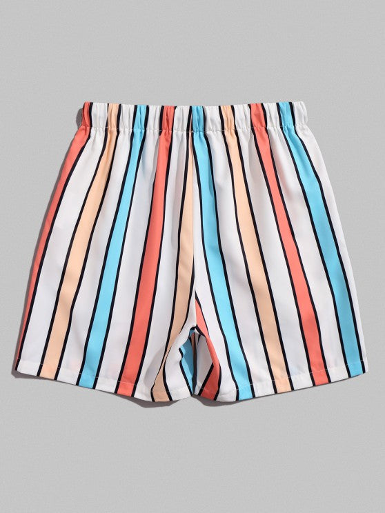 Funny Smile Print And Striped Shorts Set - Grafton Collection