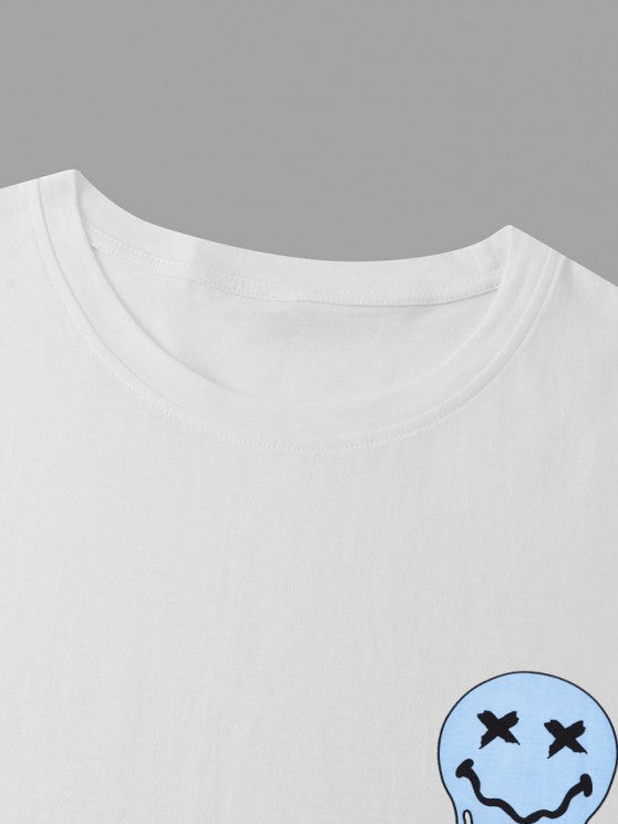 Funny Smile Print And Striped Shorts Set - Grafton Collection