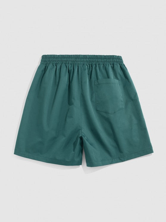 Checkered Print Shirt And Drawstring Shorts - Grafton Collection