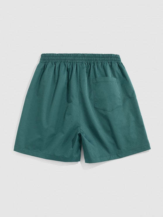 Checkered Print Shirt And Drawstring Shorts - Grafton Collection