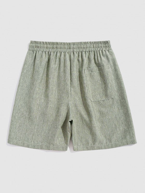 Stand Collar Shirt And Drawstring Shorts - Grafton Collection