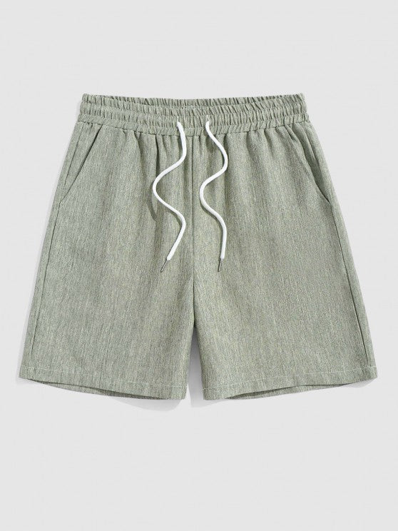 Stand Collar Shirt And Drawstring Shorts - Grafton Collection