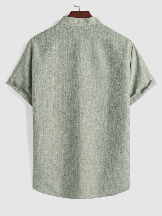 Stand Collar Shirt And Drawstring Shorts - Grafton Collection