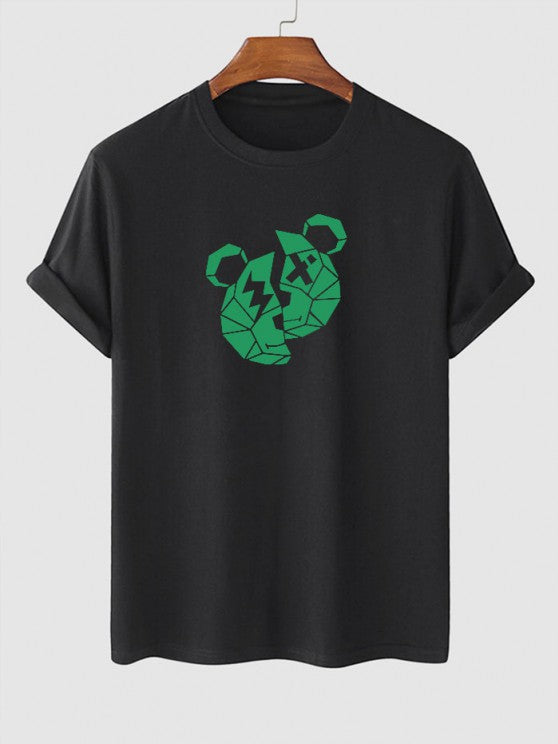 Bear Print T Shirt And Casual Shorts Set - Grafton Collection