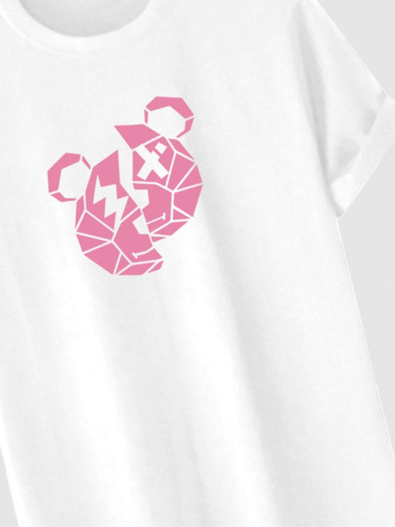 Bear Print T Shirt And Casual Shorts Set - Grafton Collection