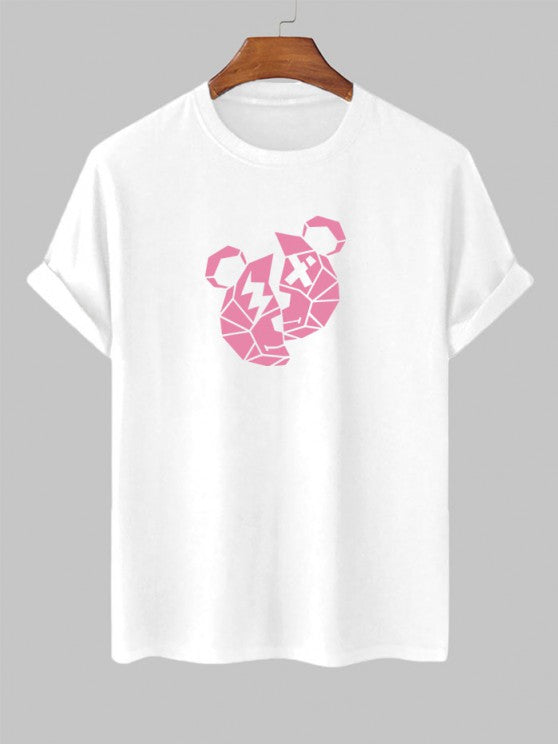 Bear Print T Shirt And Casual Shorts Set - Grafton Collection