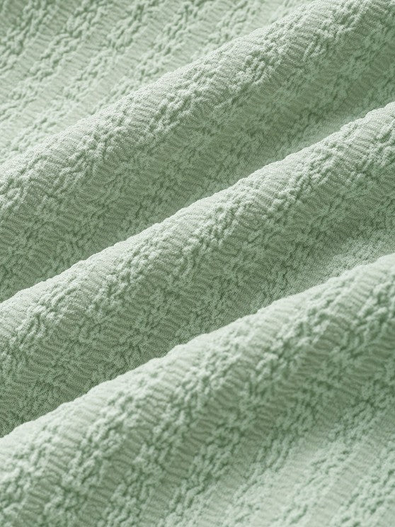 Textured Lapel Collar Shirt And Drawstring Pants - Grafton Collection