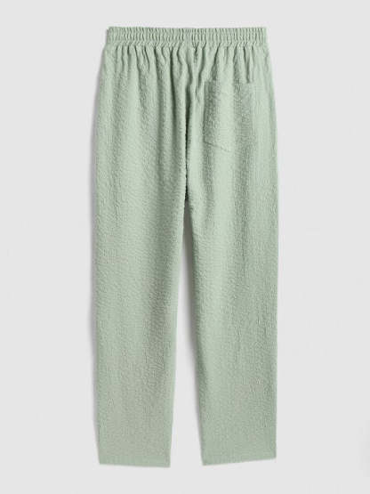 Textured Lapel Collar Shirt And Drawstring Pants - Grafton Collection