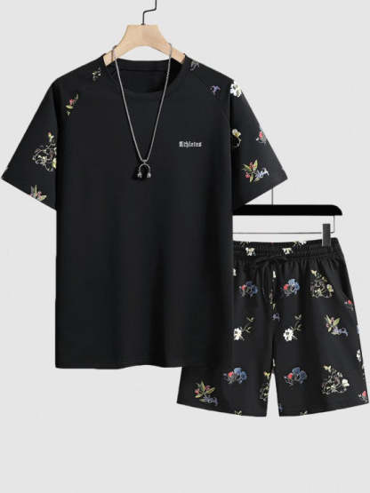 Flower Printed T Shirt And Shorts - Grafton Collection