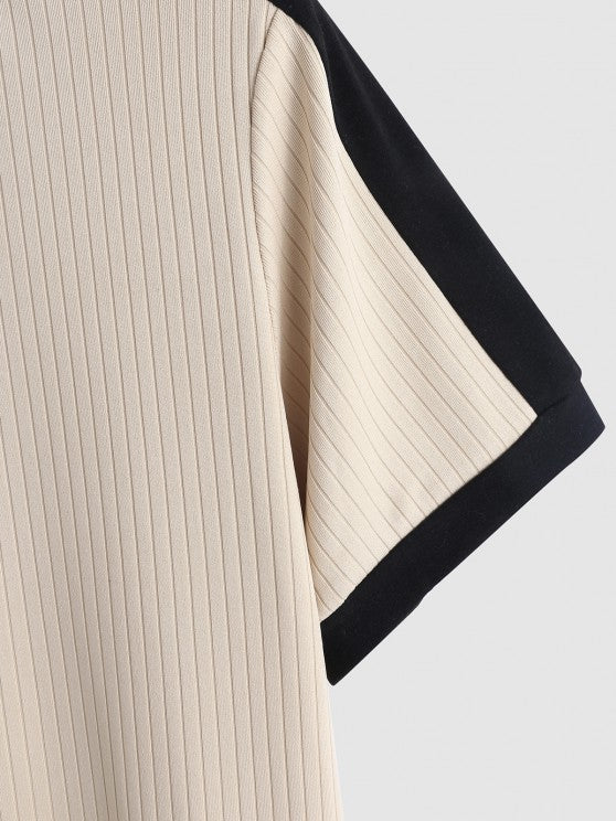 Ribbed Short Sleeves T Shirt And Shorts - Grafton Collection