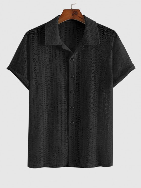 Short Sleeves Button Shirt And Sweat Shorts - Grafton Collection