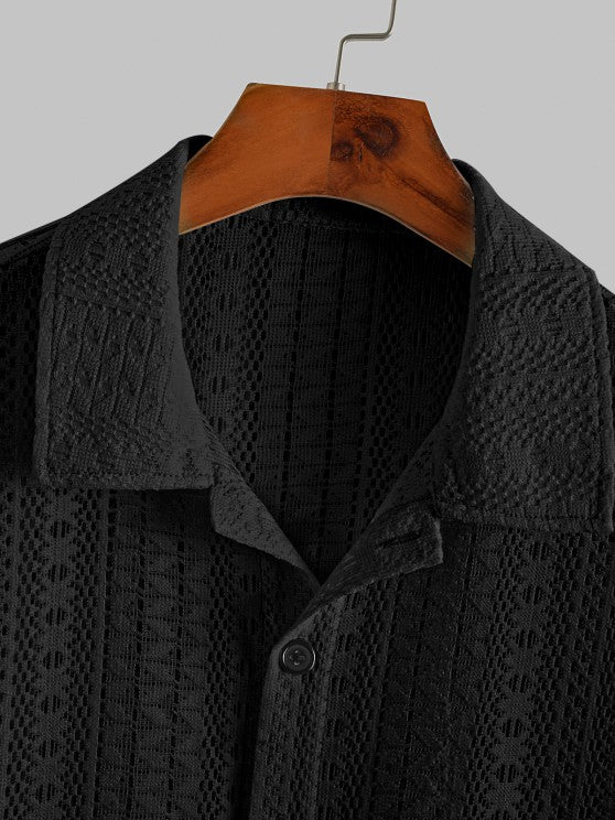 Short Sleeves Button Shirt And Sweat Shorts - Grafton Collection