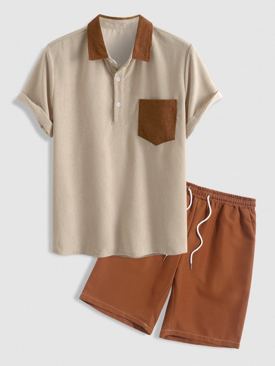 Half Button Pocket Shirt And Shorts - Grafton Collection