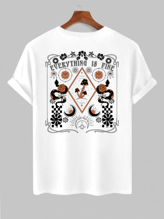 Graphic Pattern T-Shirt And Casual Shorts - Grafton Collection