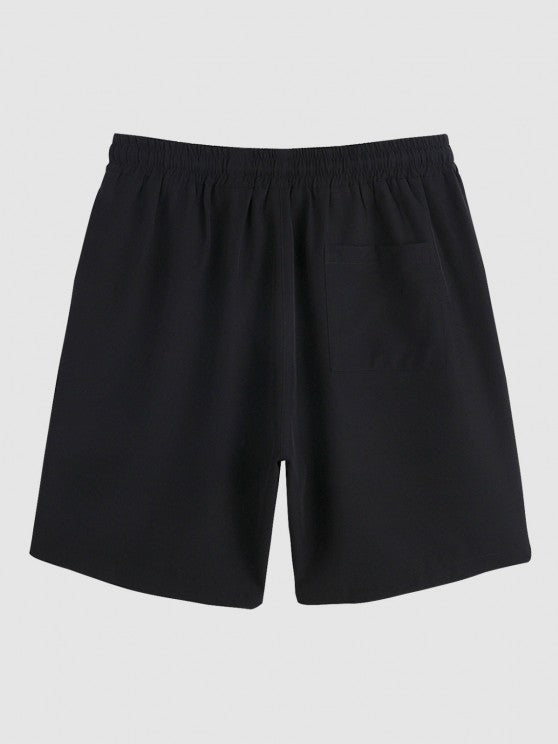 Lapel Collar Shirt And Drawstring Shorts Set - Grafton Collection