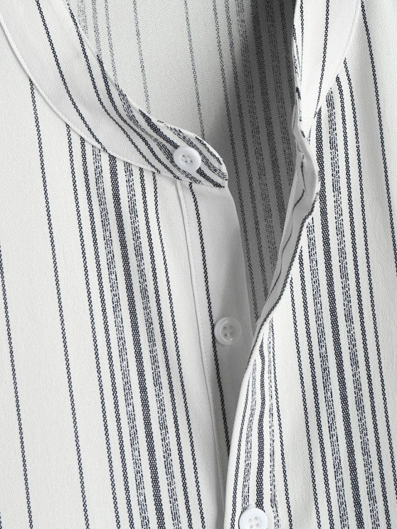 Vertical Stripe Casual Shirt And Shorts - Grafton Collection